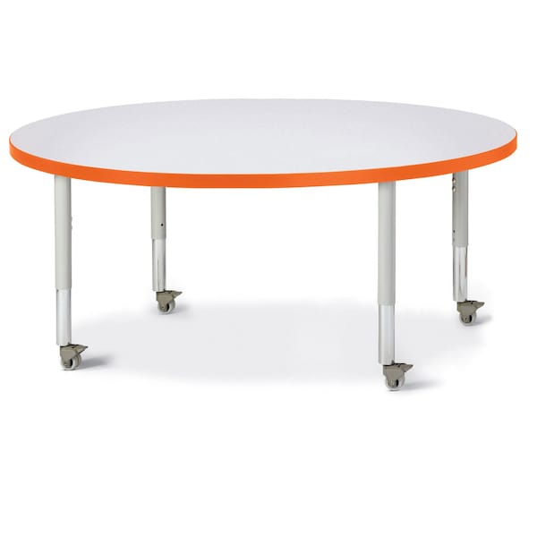 Jonti-Craft Berries Round Activity Table, 48 in. Diameter, Mobile, Freckled Gray/Orange/Gray 6433JCM114 - main